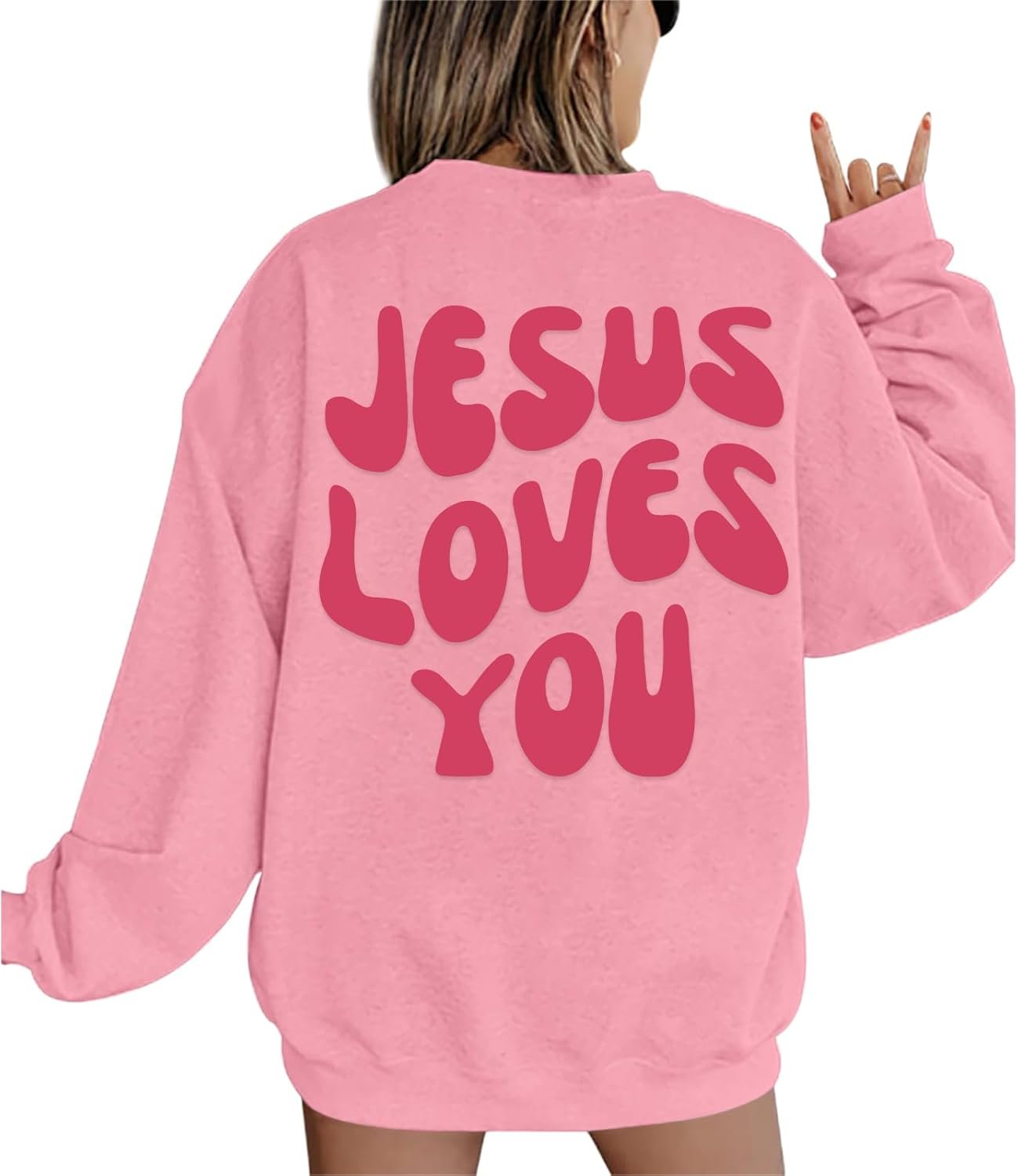 Christian Sweatshirts Women Jesus Loves You Sweatshirt Faith God Shirts Religious Hoodie Oversized Crewneck Pullover