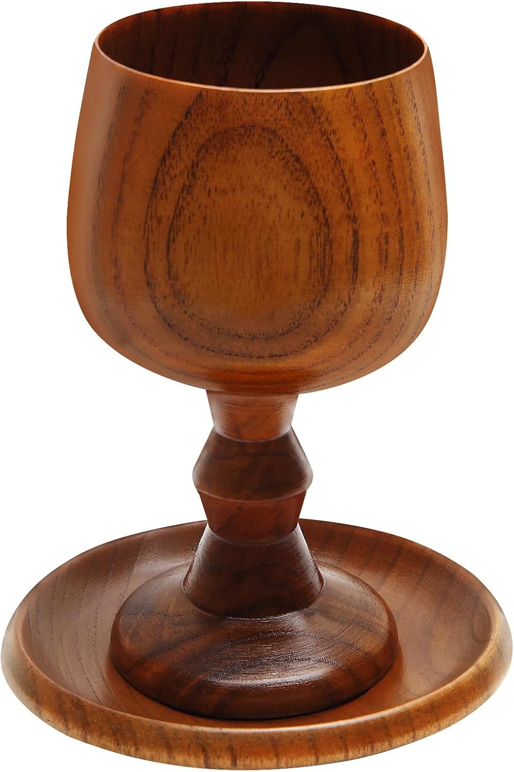 TALPGOD Handmade Wooden Communion Chalice Cup with Tray – Vintage Goblet Wine Cup for Christian Church Ceremony (5.1 Inches)