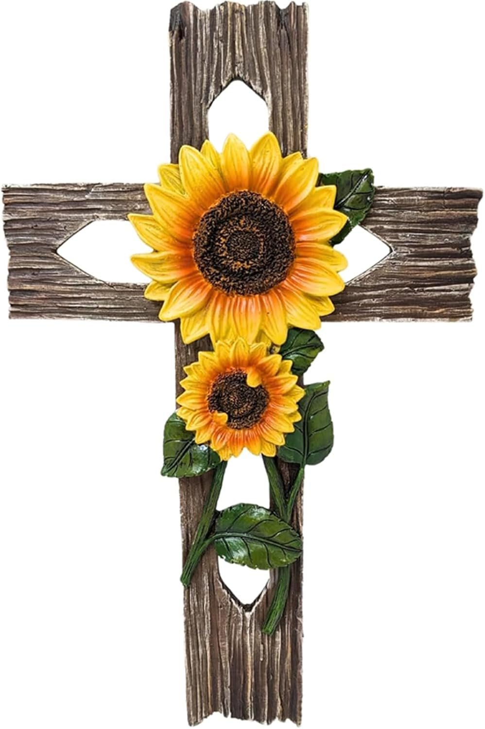 SNZ Wooden Cross for Wall Decor – Easter Wall Decor Sunflower Inspired Hand-Painted Cross, Rustic Farmhouse Christian Wall Cross, Home Decoration for Living Room, Bedroom, Church, Office