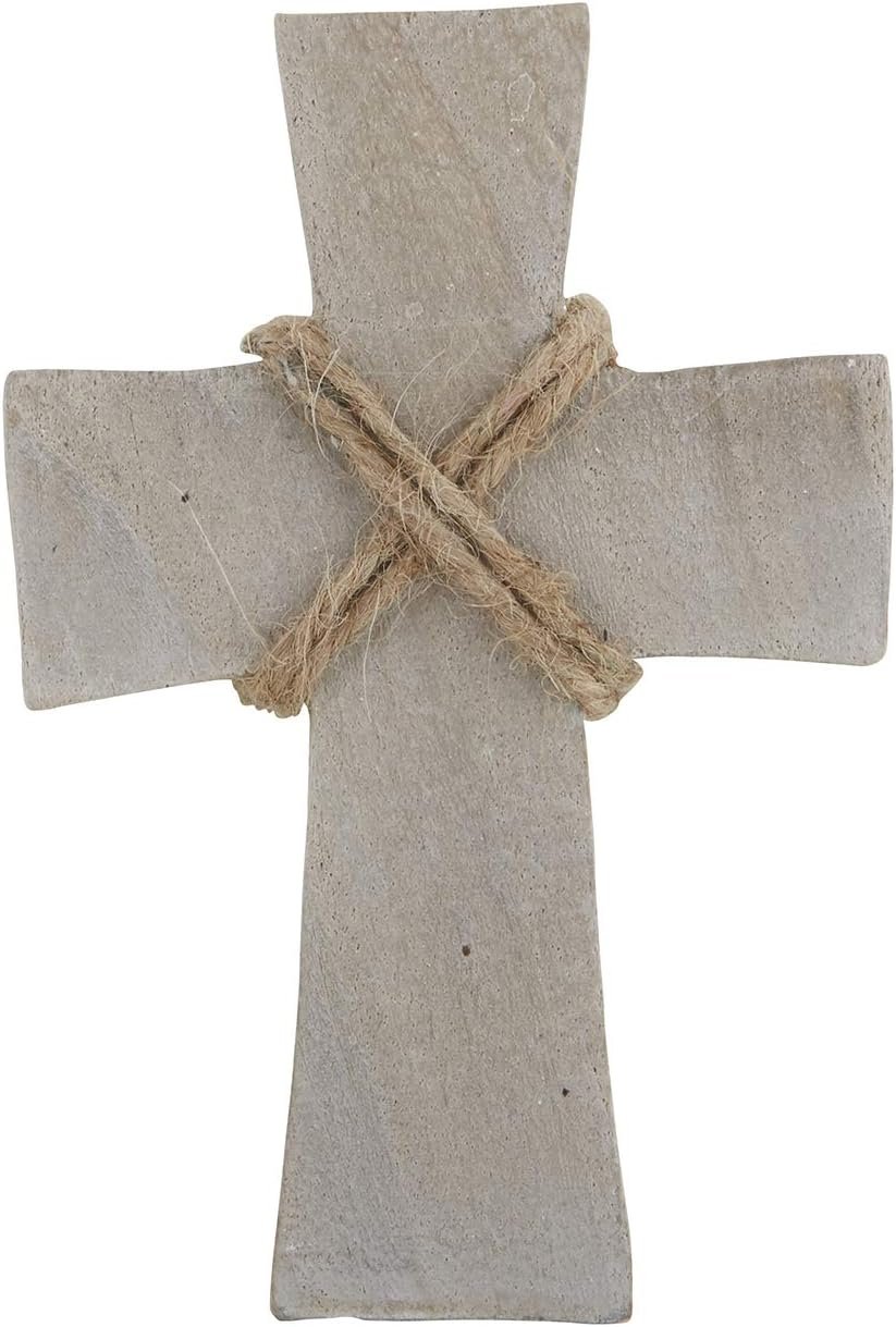 Creative Brands Faithworks – Hand-Carved Paulownia Wood Standing Cross, Small, Grey Wash Finish