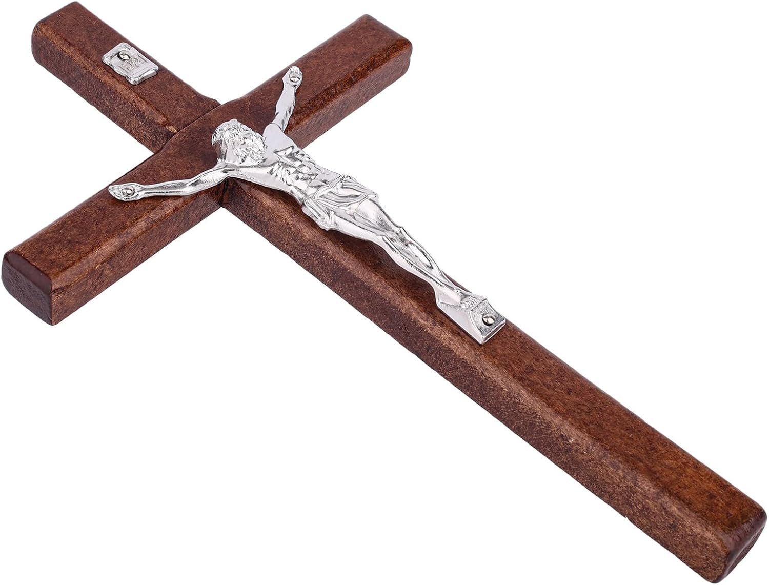 Goktvai Christian Wooden Wall Cross, Catholic Wall Crucifix with Back Hanging Position for Homes Offices Living Rooms Bedrooms Desktop & Doorways Decorations