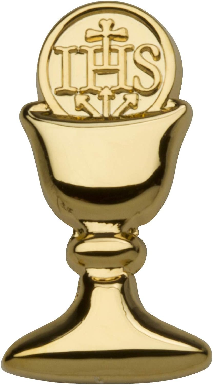 Precious Pieces First Communion Chalice Tie Pin Gift for Boys in Gold or Silver Tone