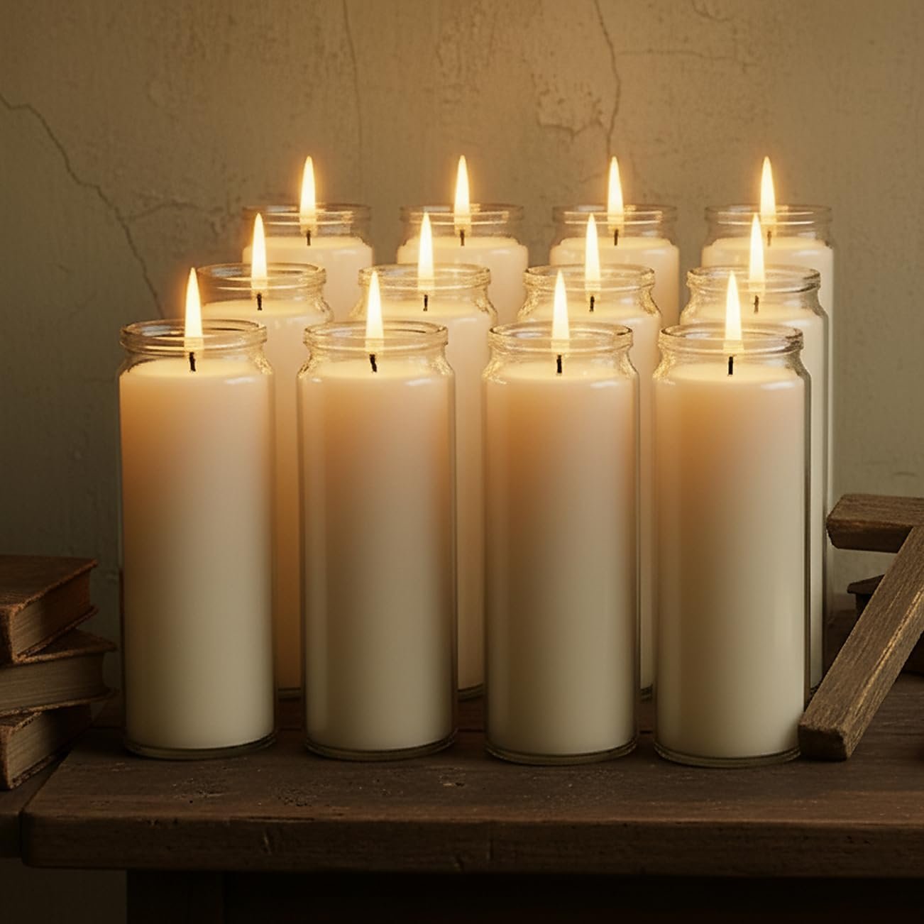 12-Pack of 2×8 Inch White Candles in Glass,7 Day Candle,Unscented Prayer Candle,Suitable for Various Occasions Such as:Memorials,Religious,Catholicism,Churches,Altars,Vigils,etc.