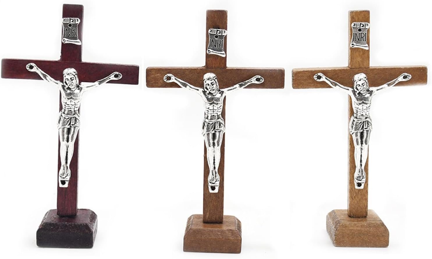 hejhncii Wood Cross Statue for Home Decor – Christian Crucifix Table Top Standing Cross, Religious Figurine for Church & Gift