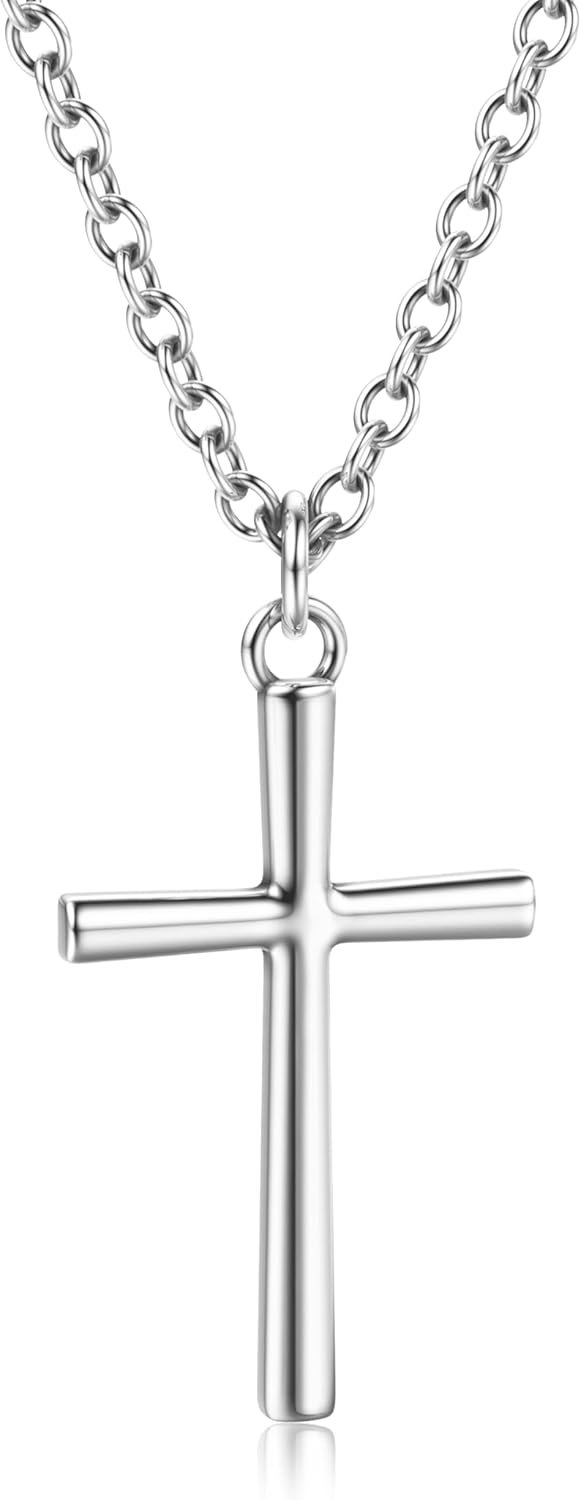 LOYALLOOK 925 Sterling Silver Gold Cross Necklace for Women Men, 14K Gold Plated Dainty Cross Pendant, Hypoallergenic Non-Tarnish Gold Necklace, Simple Christian Faith Jewelry Gift for Mother’s Day, 18-20 Inch