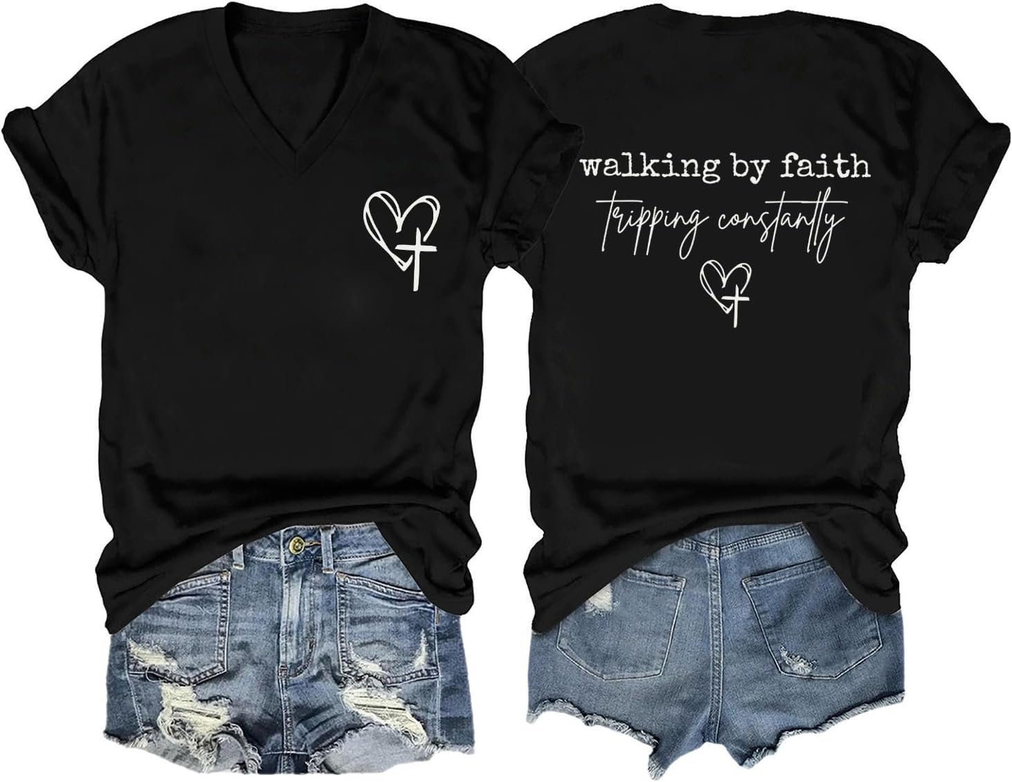 Christian Shirts Walking by Faith Tripping Constantly T Shirt Jesus is the Light T-Shirt Need Prayer Shirt