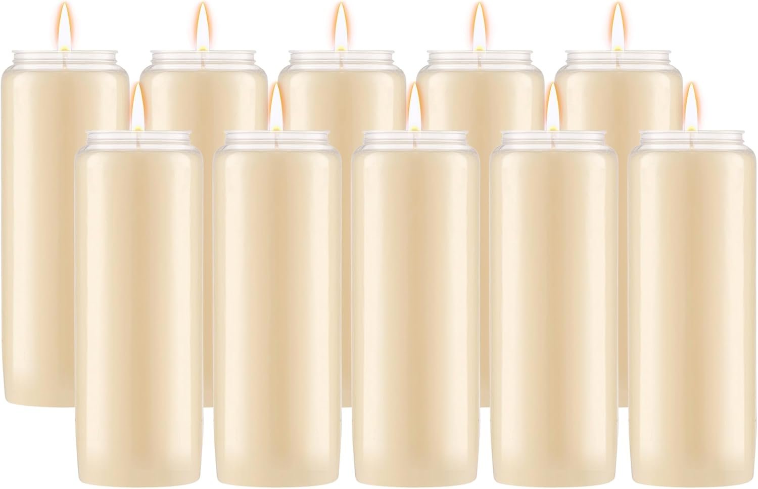 Lerner 9-Day Memorial Candles, 10 Pack, 7” Pillar Prayer Candle in Plastic Jar, Long-Lasting Smokeless Clean Burning Mourning & Shiva Candle for Vigils, Church, Emergencies, Jewish Yahrzeit Candles