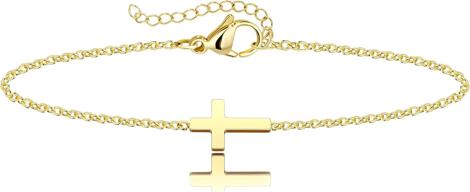 3mm Diamond Classic Tennis Bracelet for Women Dainty, Gold Jesus Cross Bracelets Trendy, 14K Gold Plated Heart/Evil Eye/Pearl/Starfish & Seashell Charm Bracelets for Women Bulk
