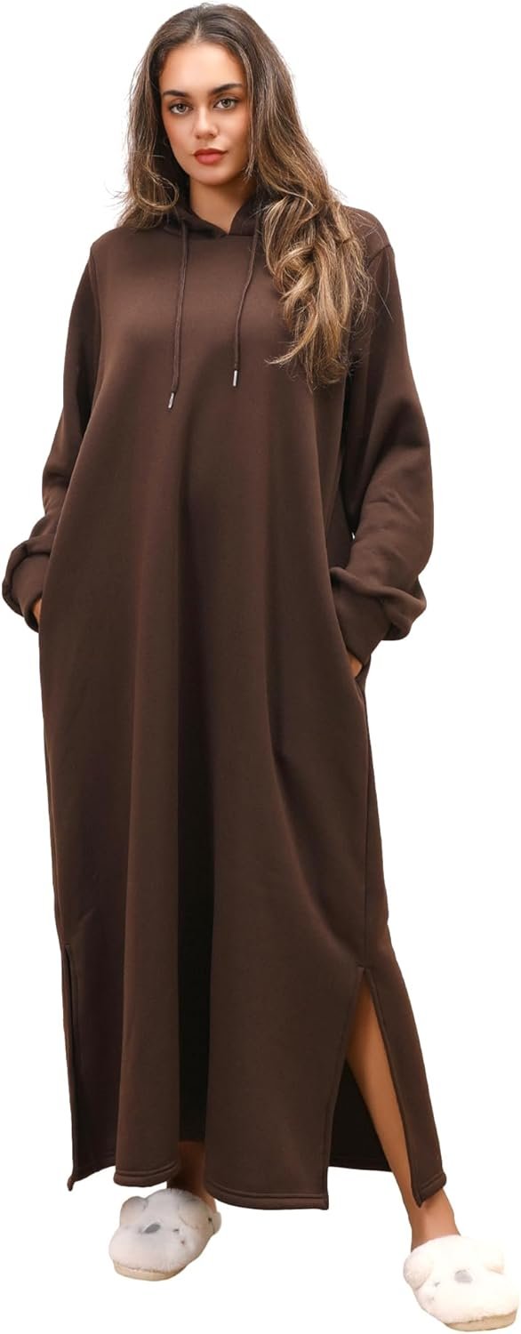 Winter Hoodie Abaya dress for Women – Fleece Lined, with Pockets | Comfortable Muslim Wear