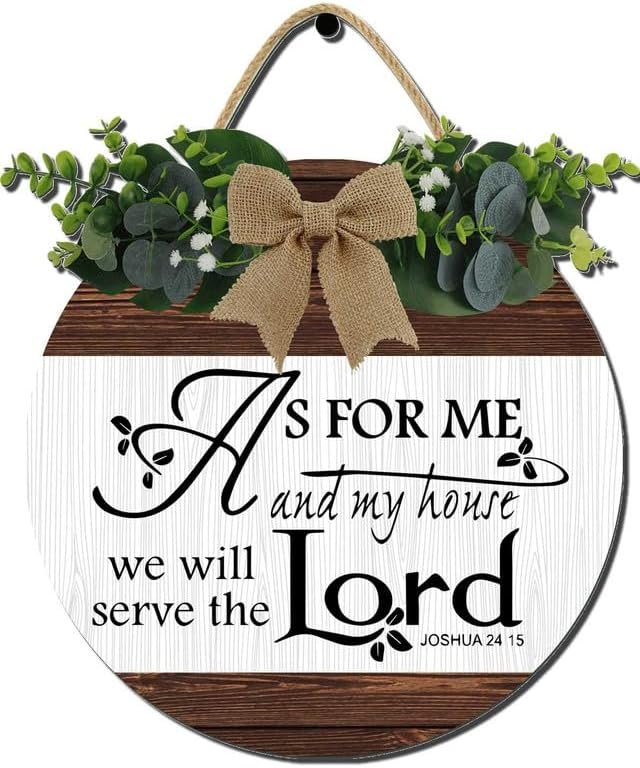 Christian Decor,As for Me and My House We Will Serve The Lord Sign,12″x12″ or 11″x11″ Wreath Sign,for Living Room Bedroom Farmhouse Decor