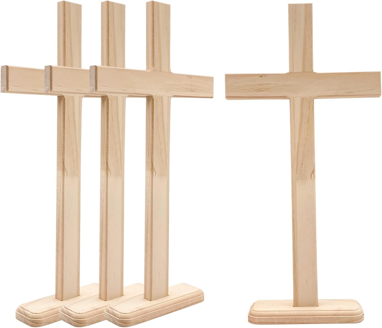 16 Inch 4 Pack Wood Cross Unfinished Wooden Crosses Unpainted Tabletop Cross for Crafts