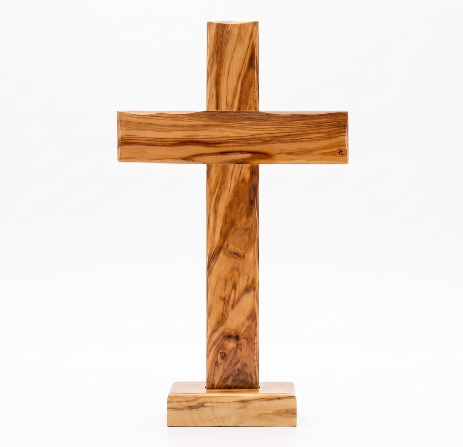 Spiretro Handcrafted Olive Wood Cross from Bethlehem – Wall Hanging or Tabletop Display – 6″ x 10.25″