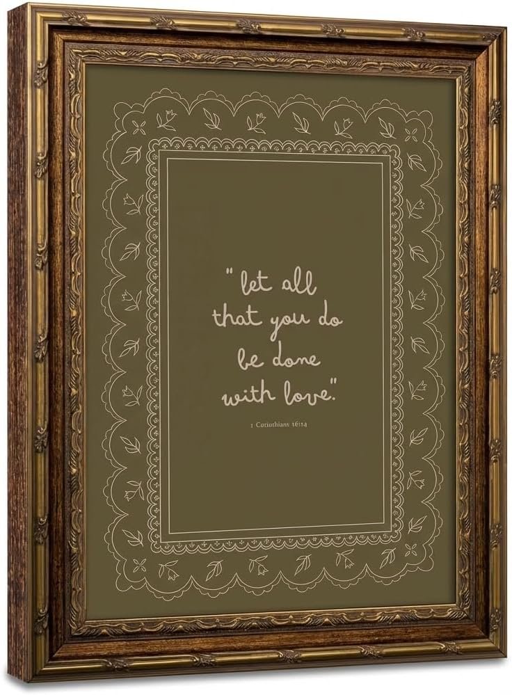 Framed Inspirational Bible Verse Wall Art Print “Let All That You Do Be Done with Love” Scripture Quote Picture with Vintage Christian Wall Decor for Living Room Bedroom Office 8×10 Inches