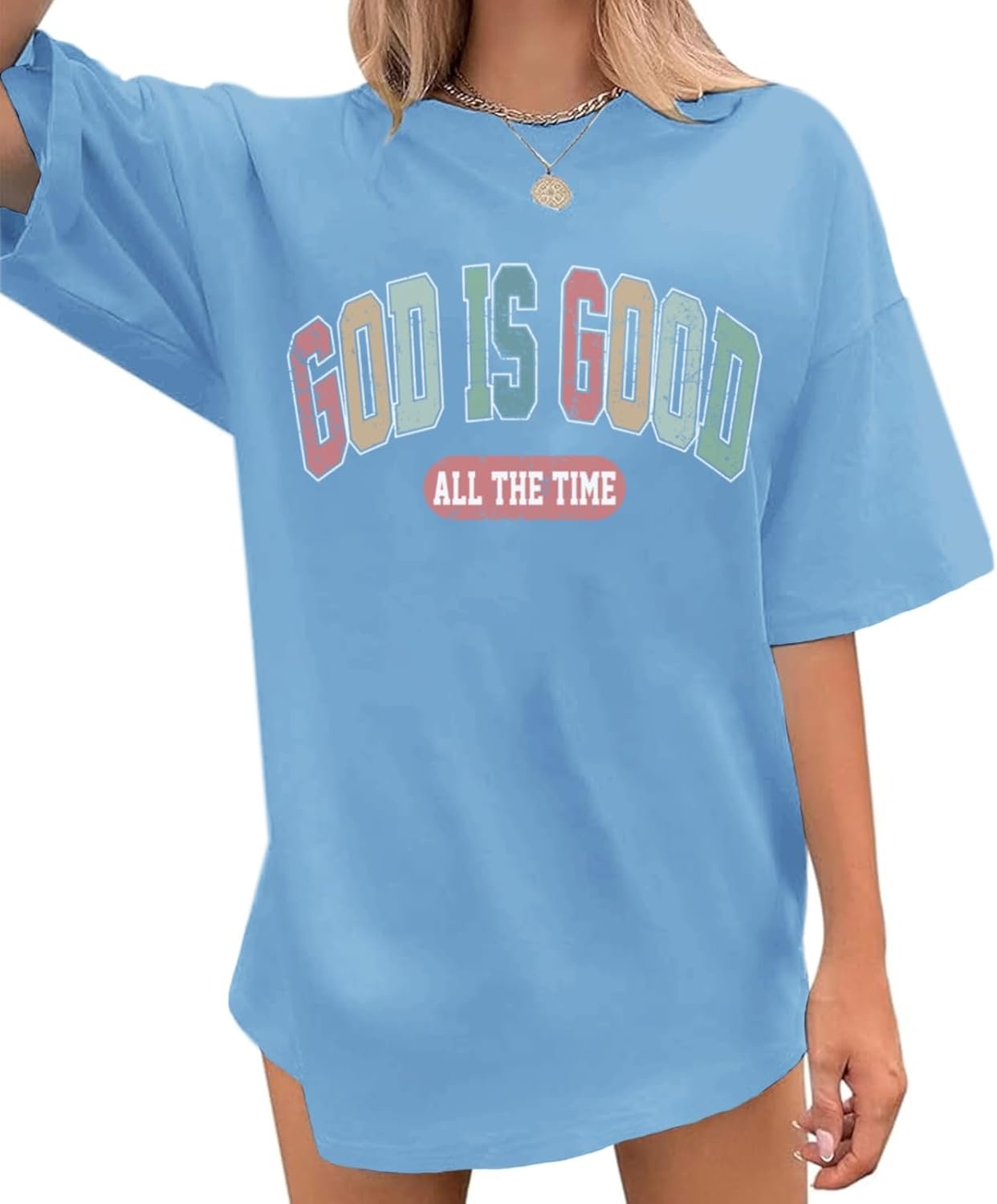 Christian Shirts for Women Oversized God is Good Shirt Religious Jesus Faith Inspirational Tshirt Bible Verse Tee Top