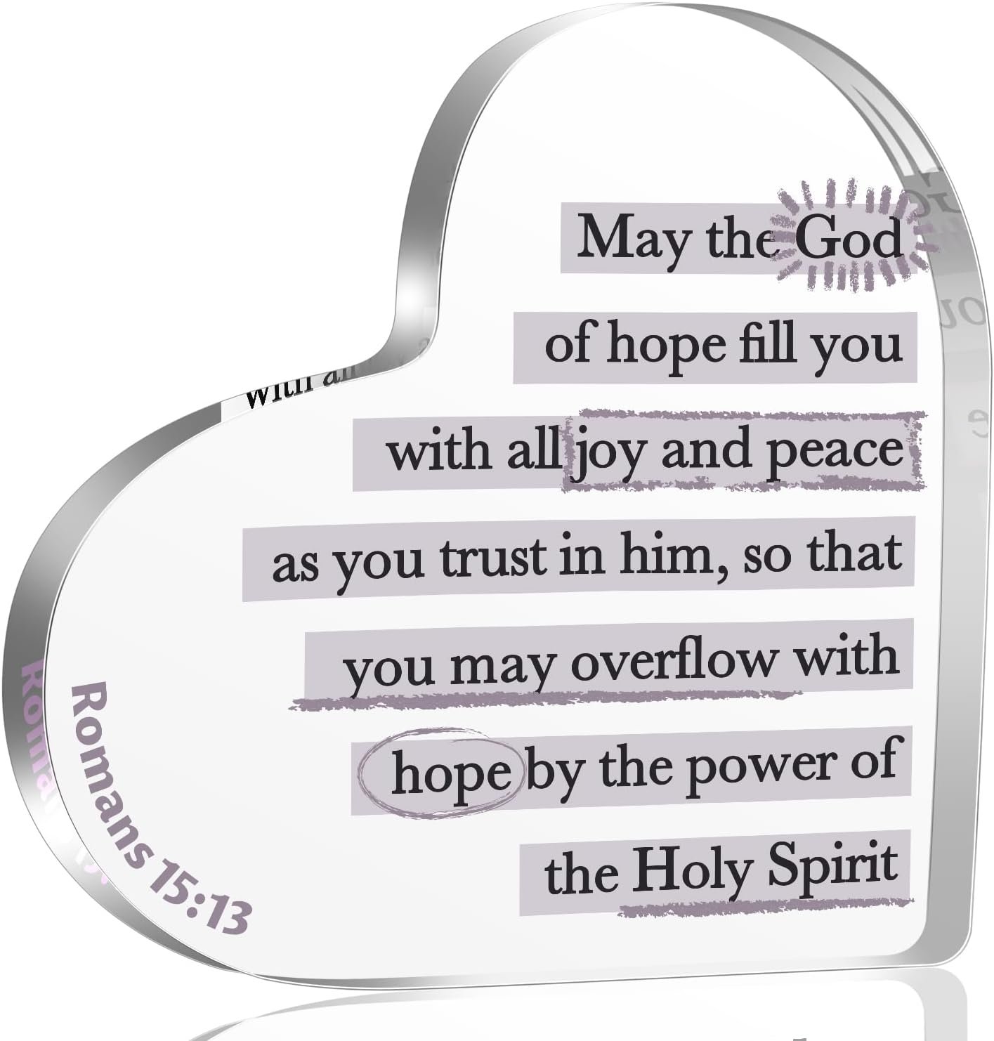 Romans 15:13 Christian Bible Verses Acrylic Plaque Gifts for Women, Inspirational Indoor Decorations for Home Desk Livingroom Bedroom, Birthday Gifts for Friends