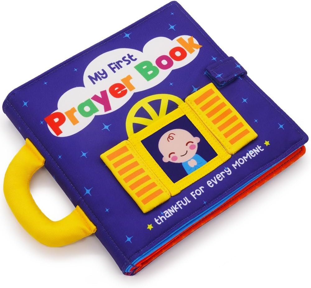 My First Prayer Book | Personalized Prayer Photo Book Album for Newborn, Infant, Baby Toddler, Godchild, Birthday, Baptism, Christening or Dedication (Blue)