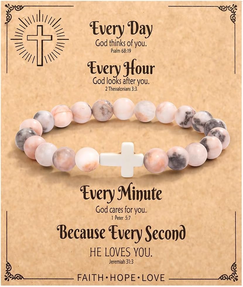 Christian Easter Gifts for Women, Easter Basket Stuffers Religious Cross Bracelet Gifts for Women/Daughter/Friend/Sister/Grandma/Granddaughter/Godmother/Her, Inspirational Birthday Faith Based Jesus Jewelry