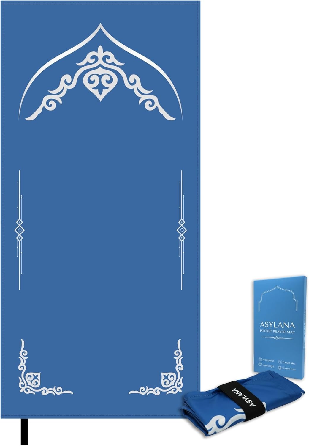 Portable Islamic Pocket Prayer Mat – Waterproof & Lightweight Thin Travel Sajjadah | Foldable Compact Small Seccade Musalla with Elastic Band