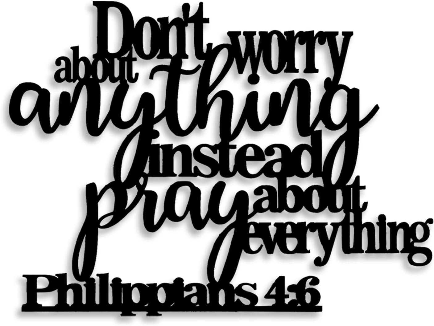 LIYOUYA Philippians4:6 Metal Wall Decor – Bible House Decor Black Wall Art Home Decor for Living Room, Bedroom, Dining Room (Black)