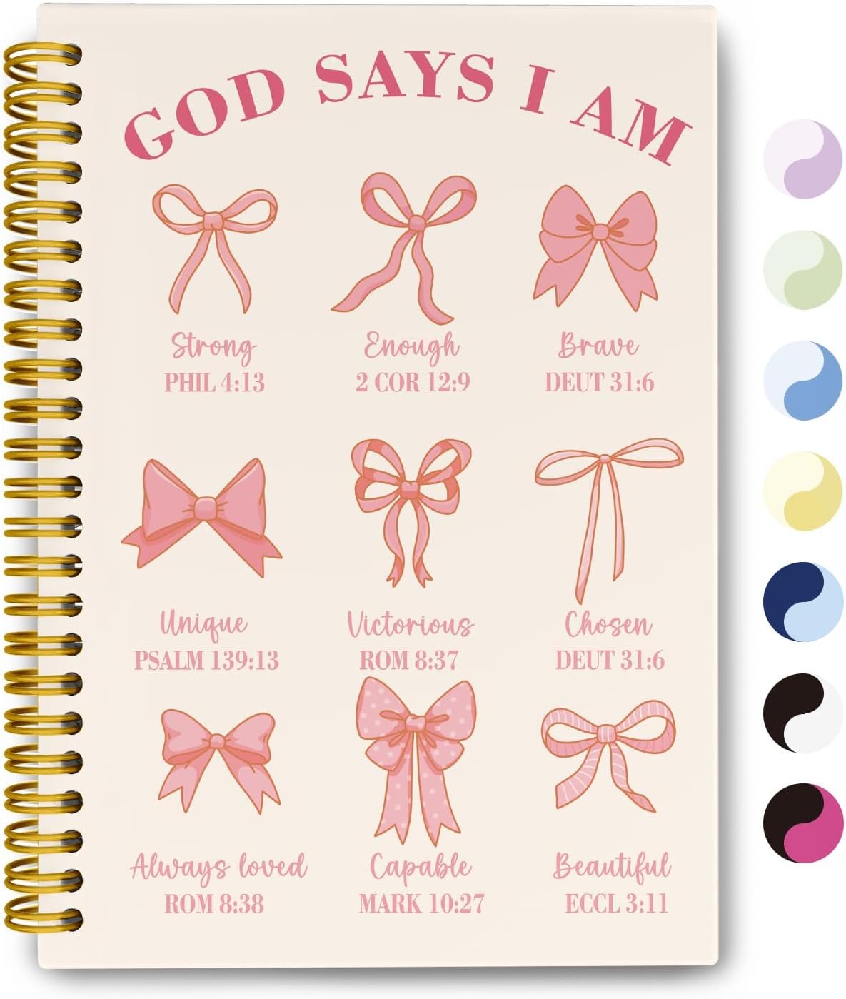 Bible Journal for Women, Christian Prayer Journal Pink Notebook Gifts for Teen Girls Kids, Bible Study Supplies, Coquette Preppy Bows Cute Church Faith Journaling Hardcover Spiral Notebook 5.5 X 8.3