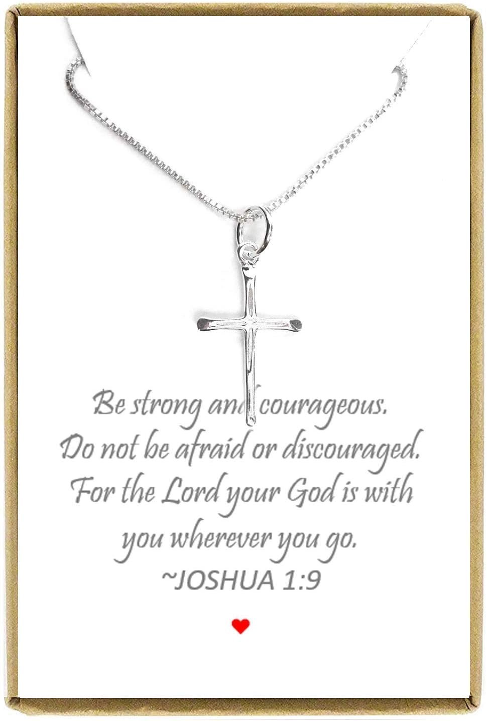 Dainty Sterling Silver Cross Necklace for Women, Confirmation Gift Necklace for Teens, Sterling Silver Cross Necklace 18 inches