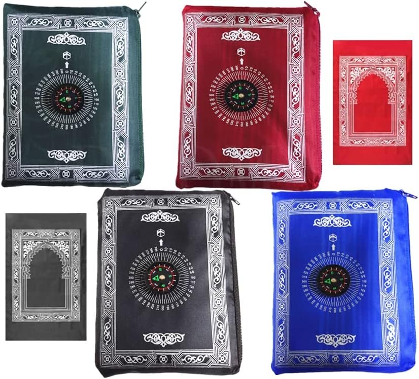 4 Pieces Muslim Travel Prayer Mat with Compass,Muslim Prayer Carpet,with Pocket Sized Carry Bag, Portable Muslim Prayer Mat,Islamic Prayer Rug,Islamic Prayer Pad