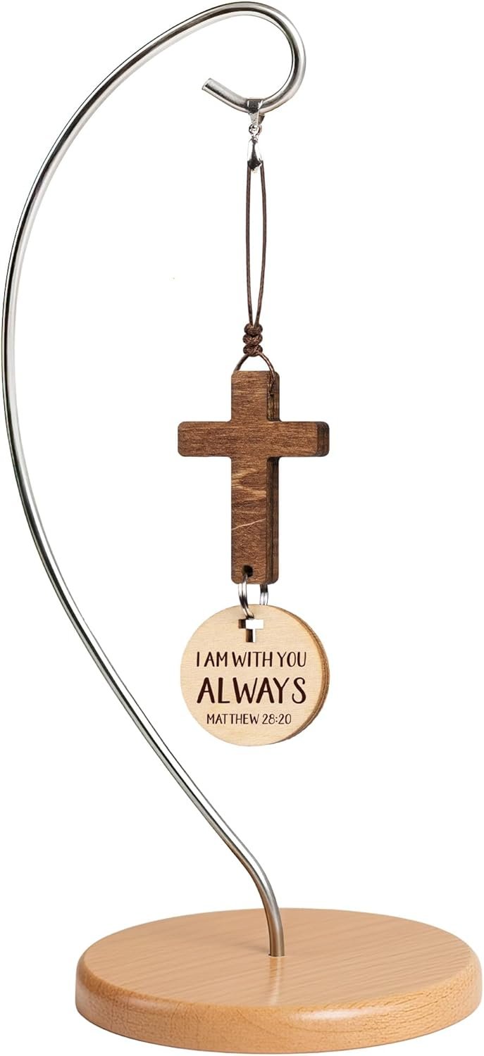 Wood Cross Decor – Tap For Daily Bible Verse – Easter Religious Gifts For Women, Men, Mom, Dad, Decorative Standing Cross Christian Mothers Day Gifts, Hanging Jesus Faith Spiritual Decoration