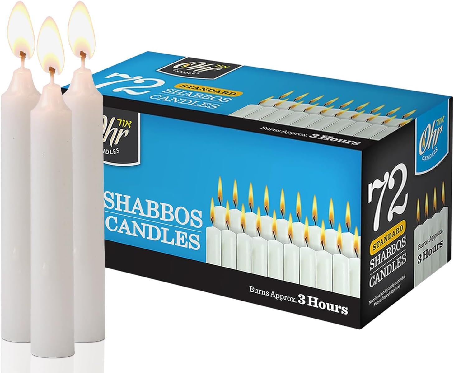 Ner Mitzvah Shabbat Candles – Traditional Shabbos Candles – 3 Hr. – 72 Ct.