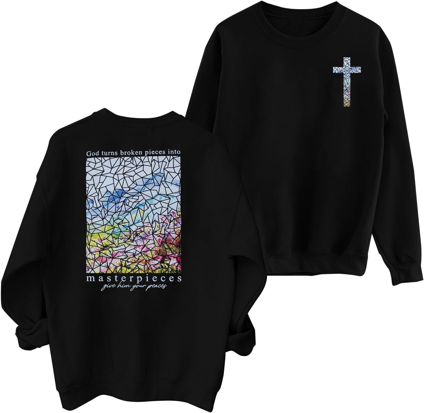 FASHGL Christian Sweatshirt Women Jesus Faith Pullover Bible Verse Inspirational Shirt Oversized Floral Graphic Tops
