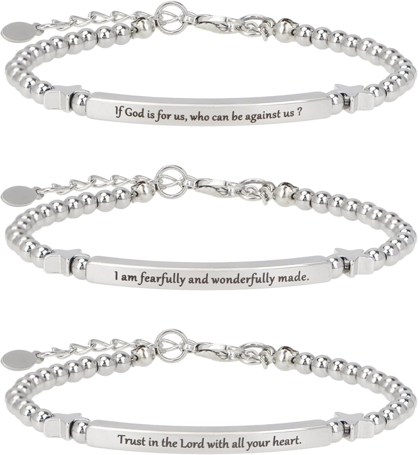kilofly Set of 3/6 Bible Verse Bracelet Christian Unique Religious Gift for Women