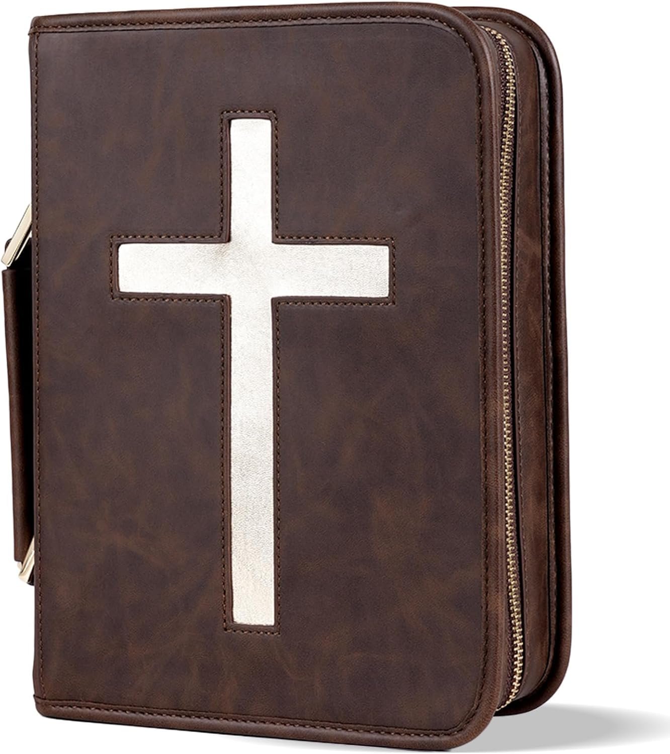 Vegan Leather Bible Cover Case, Bible Bag for Men Women, Christian Gift Box Packaging (Brown)