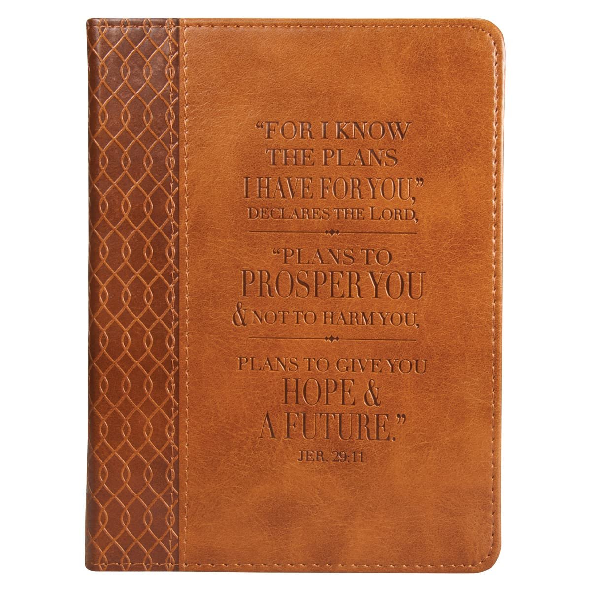 Christian Art Gifts Classic Handy-sized Journal Hope & a Future Jer. 29:11 Bible Verse Inspirational Scripture Notebook w/Ribbon 240 Ruled Pages, 5.7″ x 7″, Brown
