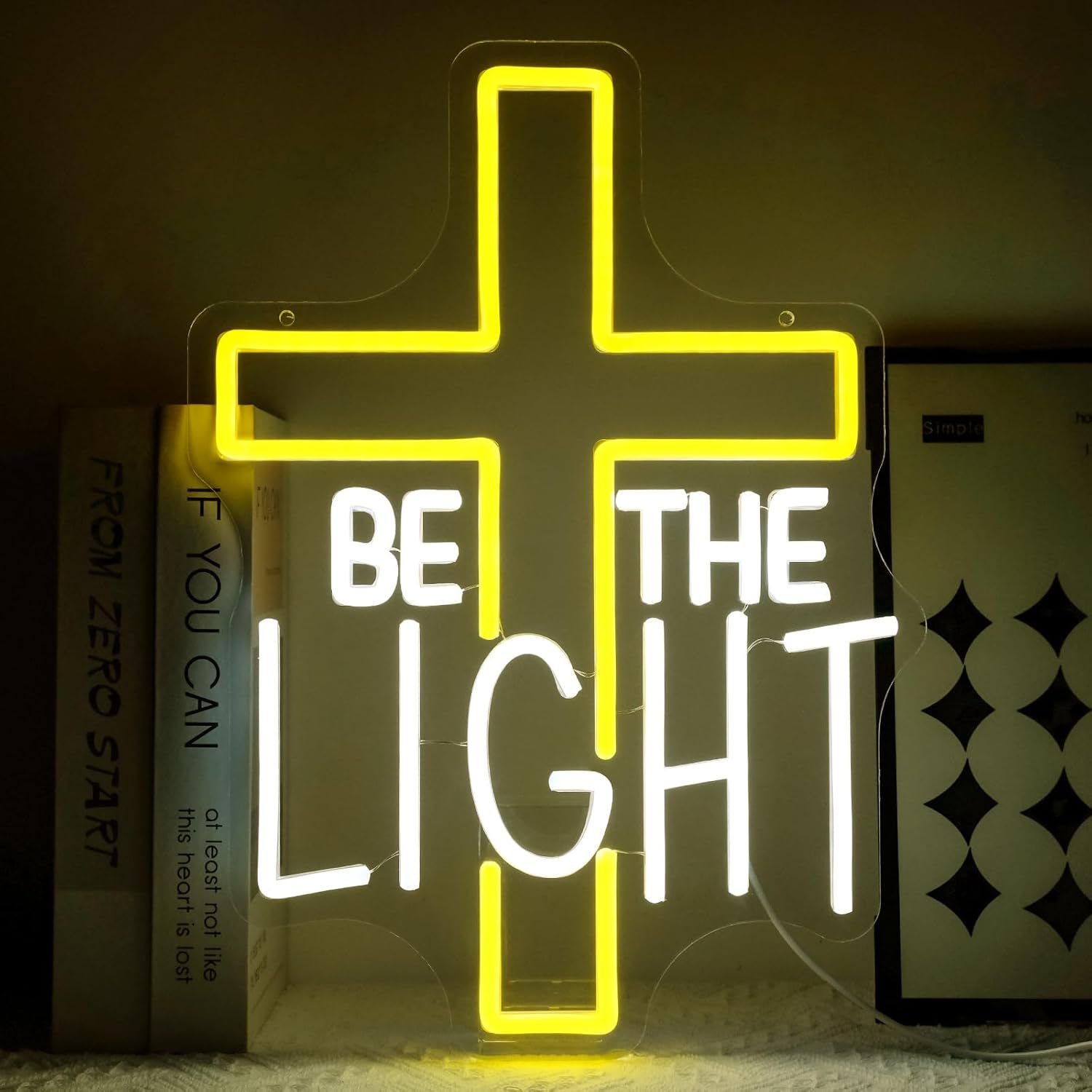 Be The Light Neon Sign for Wall Decor Dimmable Christian Letters Led Neon Lights Faith Jesus LED Signs for Bedroom Religious Church Home Christian Party Decoration Birthday Easter Gifts
