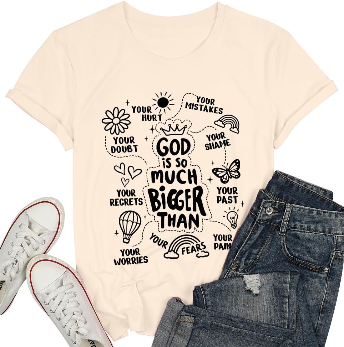 Christian Shirts for Women God is Good Tshirt Jesus Religious Gift Faith Bible Verse Inspirational Short Sleeve Tee Tops