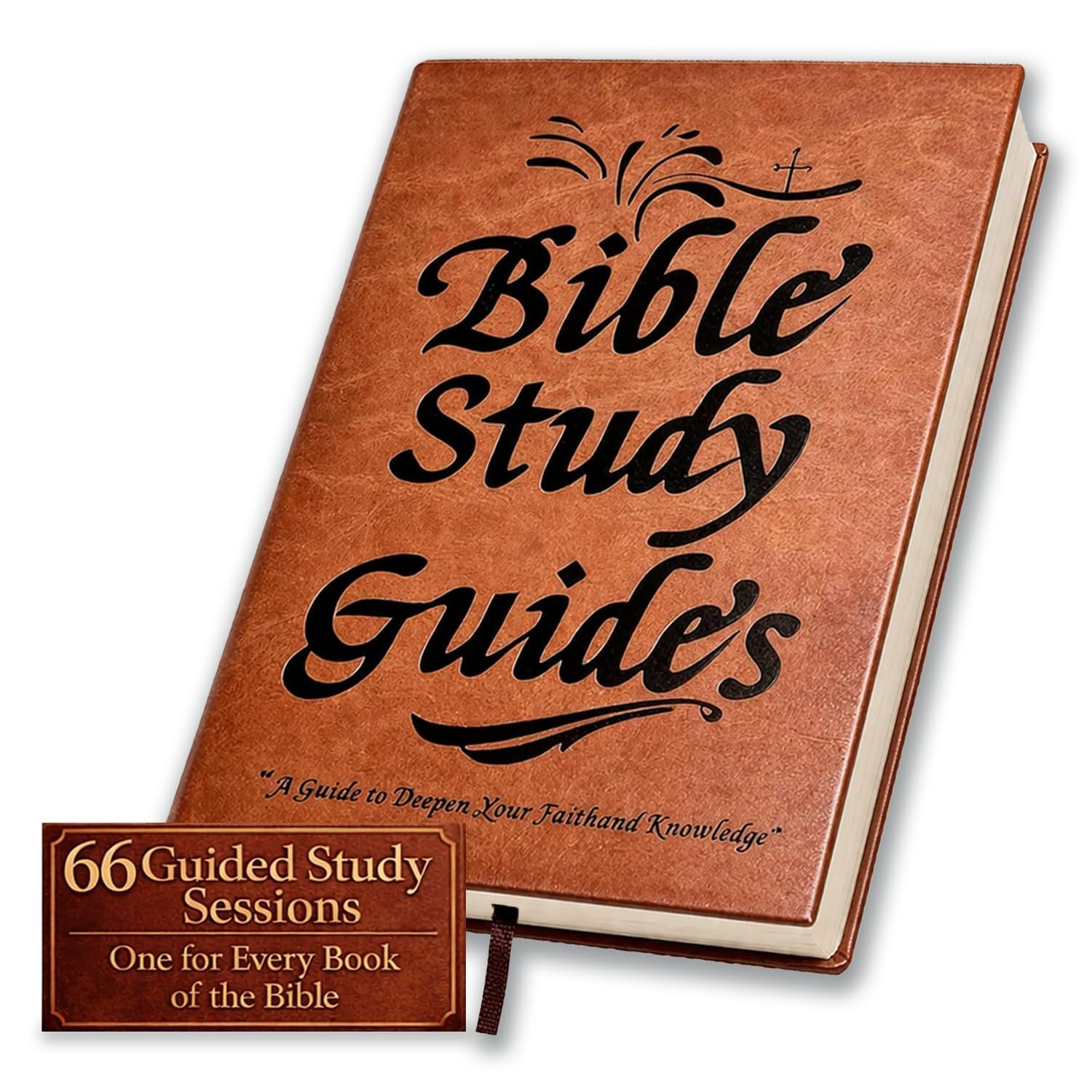 66-Page Bible Study Guide & Devotional Journal – PU Leather Cover, Scripture Summaries, Daily Reflections | Beginner-Friendly Spiritual Growth Notebook | Christian Gift Idea (Brown)