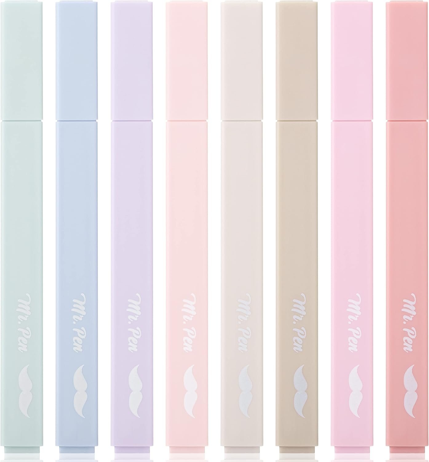 Mr. Pen- Aesthetic Highlighters No Bleed, 8 Pack, Muted Pastel Color, Chisel Tip, Cute Highlighters Assorted Colors for Journaling, Highlighting, Underlining, Fast Dry, Back to School Supplies