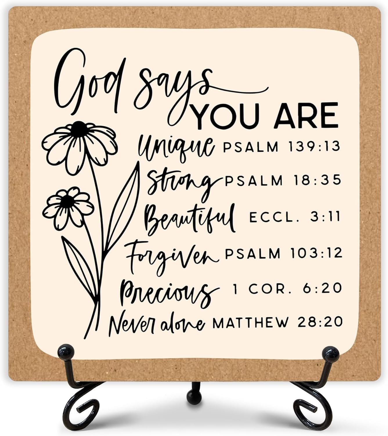 Rustic Farmhouse Decor, God Says You Are Unique Wooden Sign, Home Office Decor, Inspirational Gifts for Women Men, Family Friends Colleagues, Shelf Desk, Classroom Decorations, 5″ x 5″-135