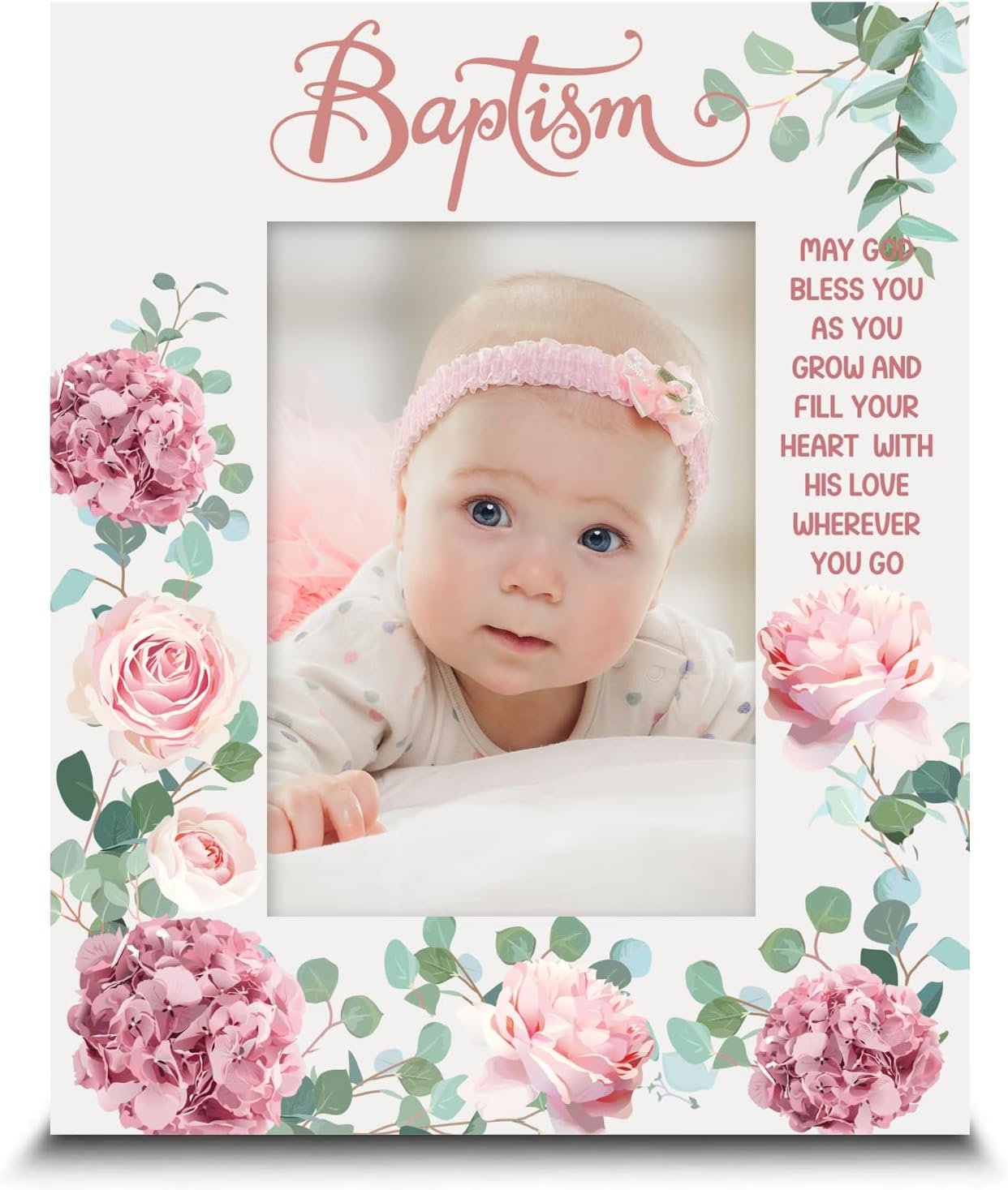 YLOLUL Baptism Picture Frame for Baby Boys and Girls Baptism Photo Frames Baptism Wooden Picture Frame Christening Gifts Baptism Gift for Infant Baby Shower Kids Children Godchild Religious