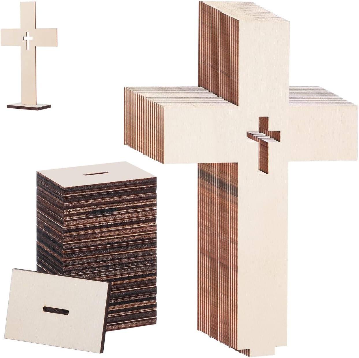 Wooden Cross Ornament 6.6 Inch Religious Home Decoration with Smooth Edges Christian Tabletop Cross Figurine Ideal Gift for Faith and Rustic Wall Accent