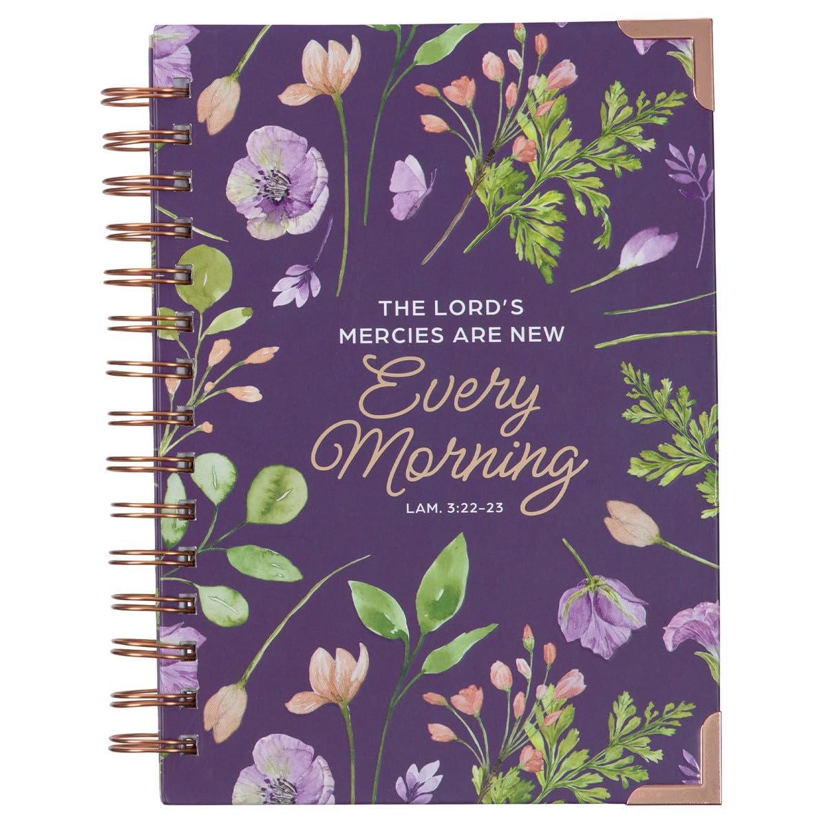 Christian Art Gifts Purple Journal w/Scripture Lord’s Mercies Large Bible Verse Notebook, 192 Ruled Pages, Lam. 3:22-23 Bible Verse