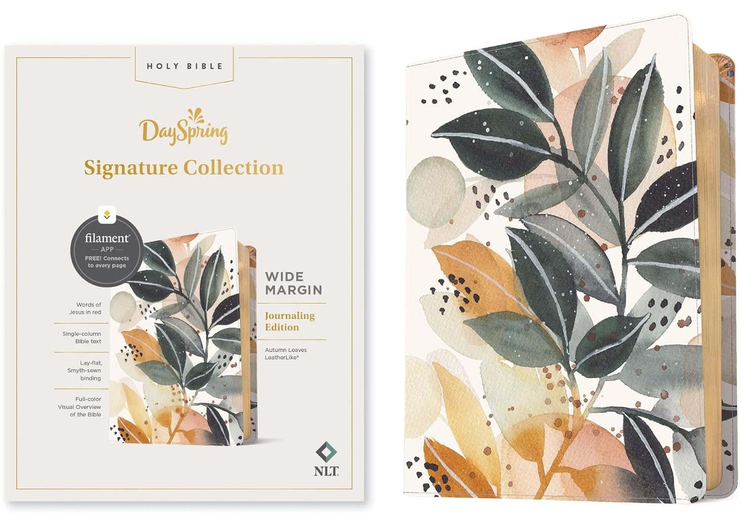 NLT Wide Margin Bible, DaySpring Signature Collection, Filament Enabled (LeatherLike, Autumn Leaves, Red Letter): DaySpring Signature Collection