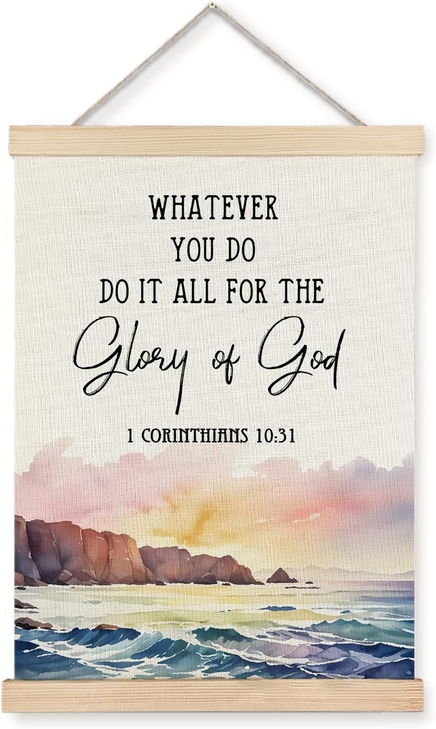 JINYO Watercolor Christian Wall Decor, 1 Corinthians 10:31 Bible Verse Wall Art Poster, Christian Room Decor, Religious Bible Scripture Posters for Home Bedroom Living Room, 12×16 Inches