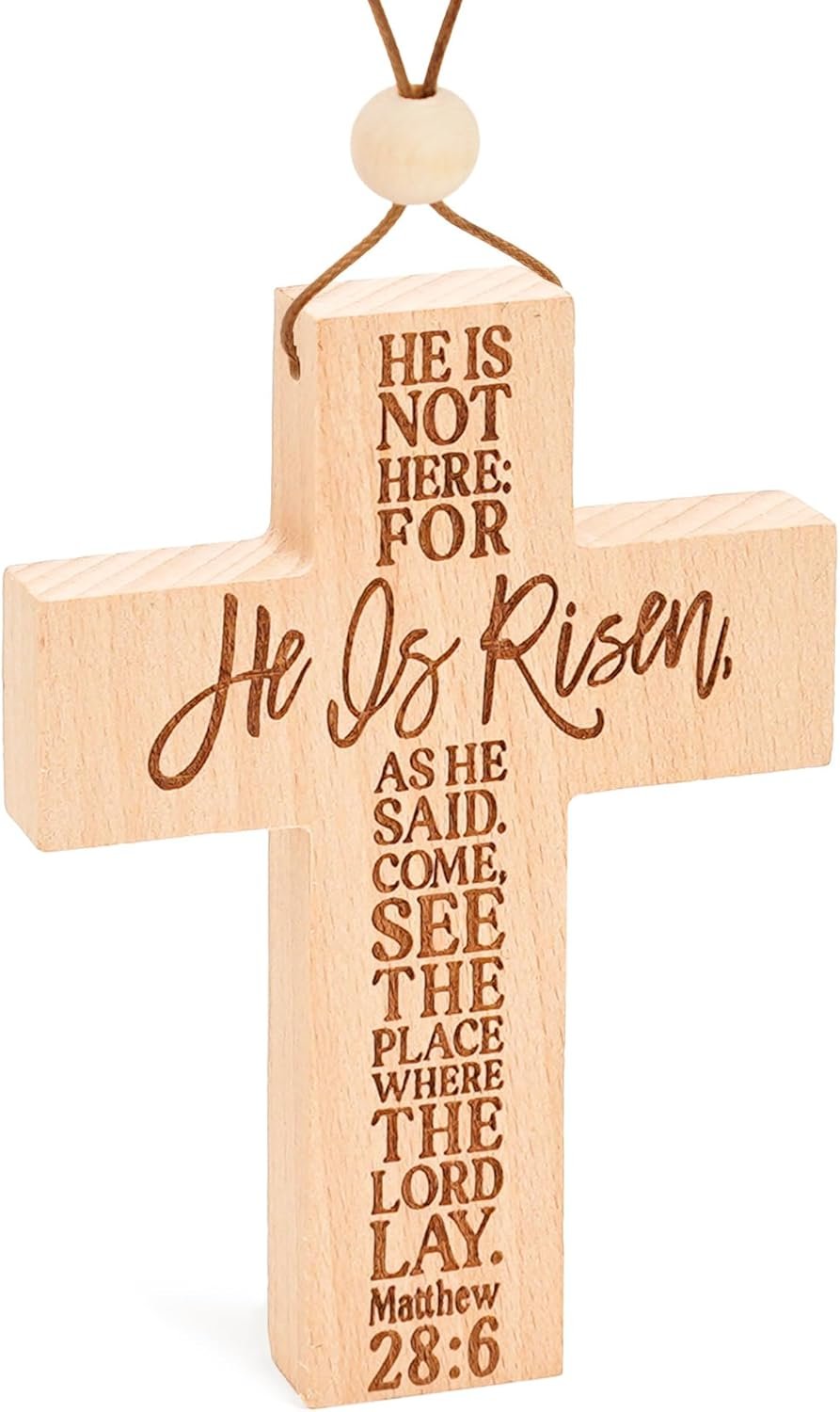 He Is Risen Easter Decor – Religious Easter Cross Decoration for Home, Catholic Easterr Gift and Catholic Gifts, Christian Religiouss Easterr Decorations, Based Religiouss Spring Home Decoration