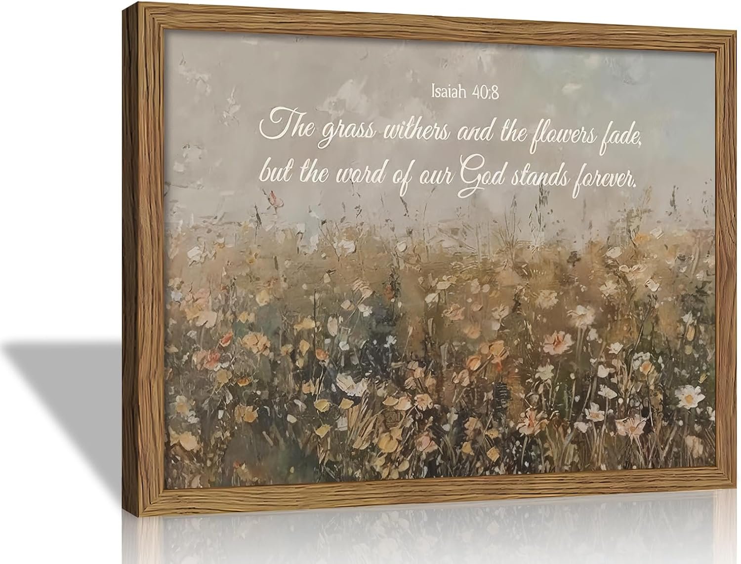 Dytila Framed Bible Verse Wall Art – Wildflower Meadow Pictures Wall Decor, Nature Landscape Bathroom Oil Painting Canvas Prints, Religious Scripture Artwork For Living Room Bedroom 12×16 Inch