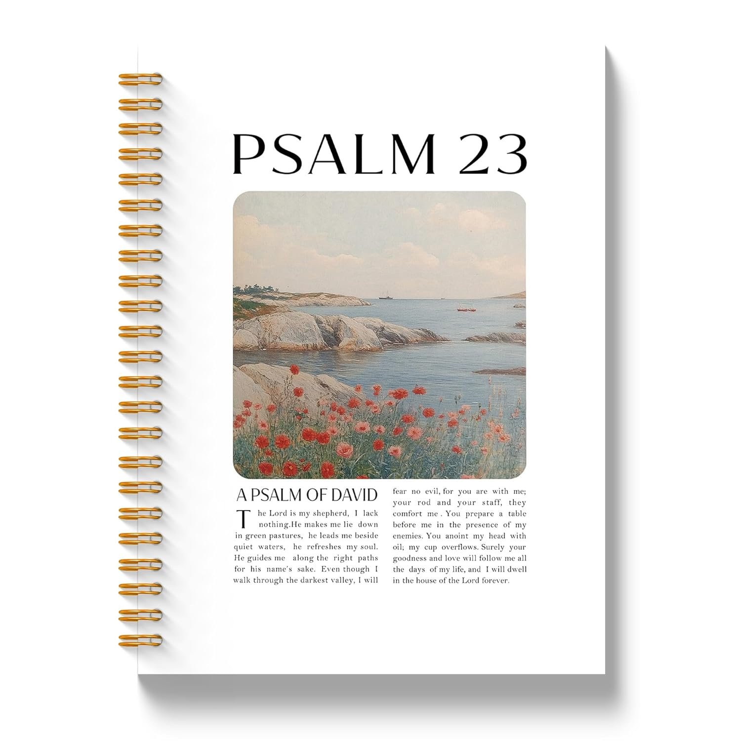 Shrago Psalm 23 Christian Spiral Notebook, Religious Prayer Journal for Women, the Lord Is My Shepherd Bible Notebooks for Note Taking, Hardcover Notebook Journal, 5.5×8.3 Inch