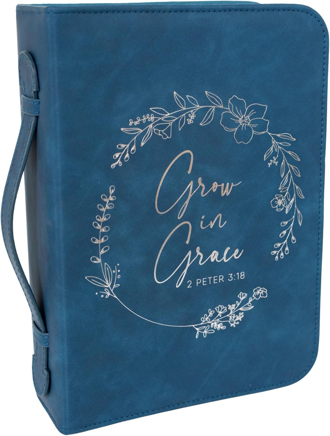 Bible Cover Case for Women – Minimalist Design Debossed Bible Case, Large Bible Covers for Women – Bible Accessories (NavySilver)