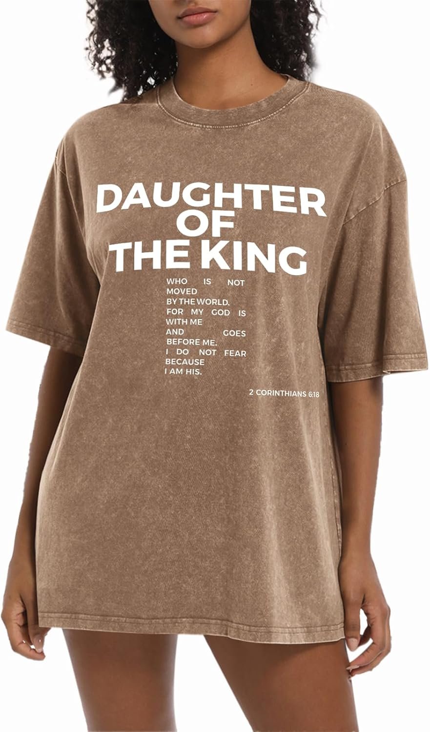 Christian Oversized Shirts for Women Daughter of The King Shirt Bible Verse Graphic Tees Religious Acid Wash Tshirt