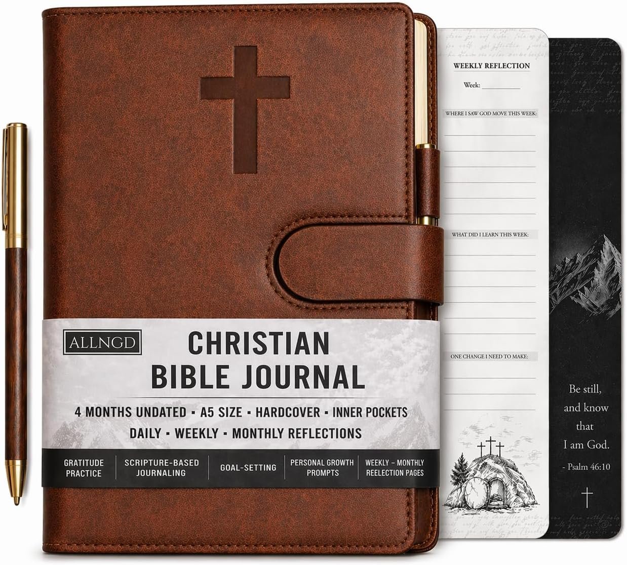 Bible Study Journal – Guided Prayer Journal with Daily Scripture Prompts & Reflections – Premium Leather Christian Gift for Faith & Spiritual Growth