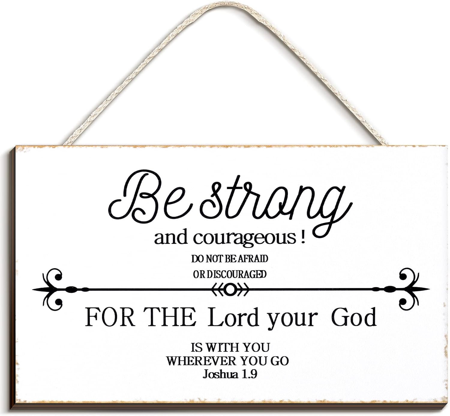 Bible Verse Sign Farmhouse Style Wall Decor Be Strong and Courageous Bible Verse Art Wood Wall Sign, 9.5 x 5.5 Inch