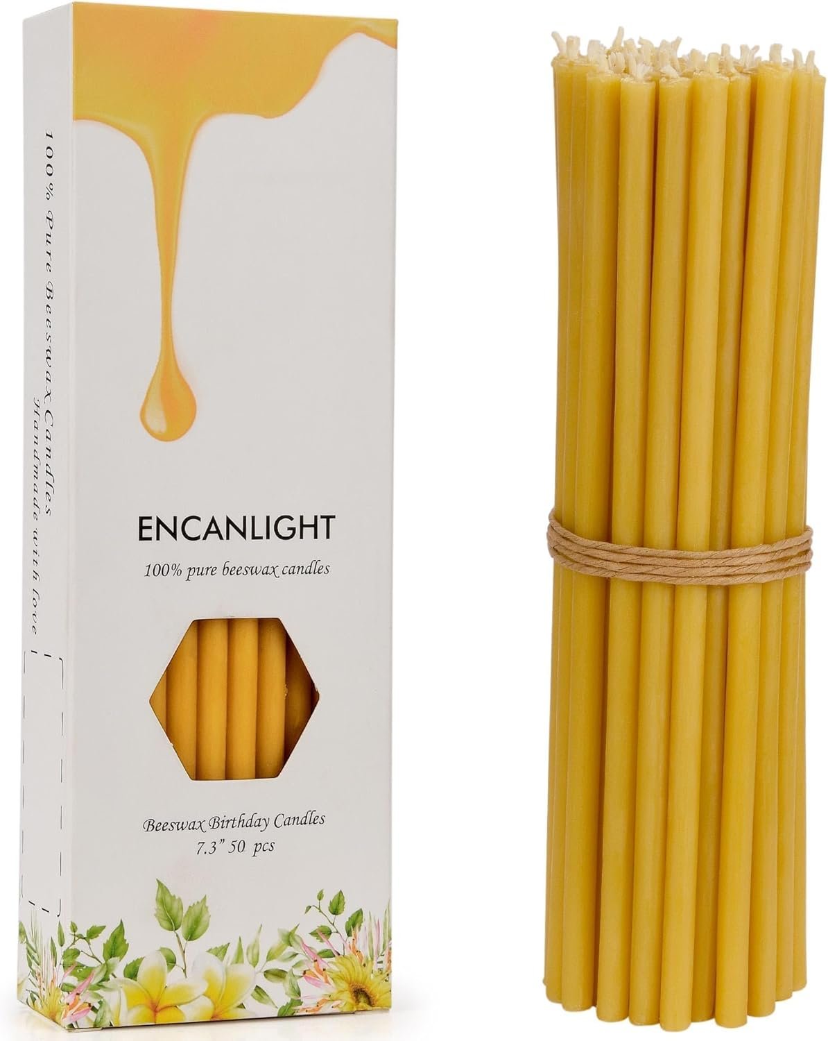 7.3 inch 100% Pure Natural Prayer Candle 50pcs-60min Burn Time Candles-Dripless and Smokeless for Prayer,Thanksgiveing,Family, Wedding,Men,Relax